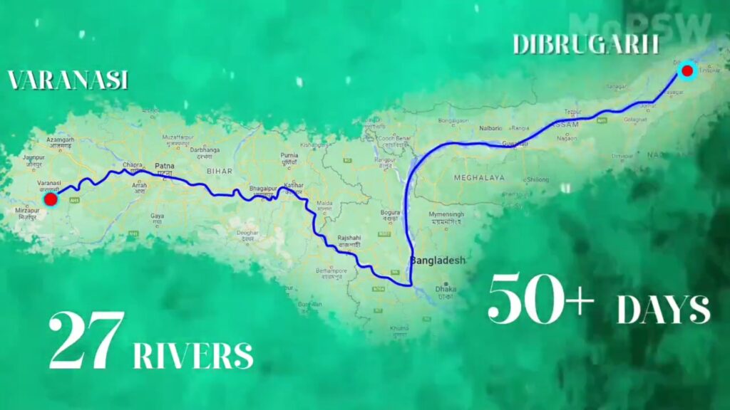 Varanasi Dibrugarh Cruise Route