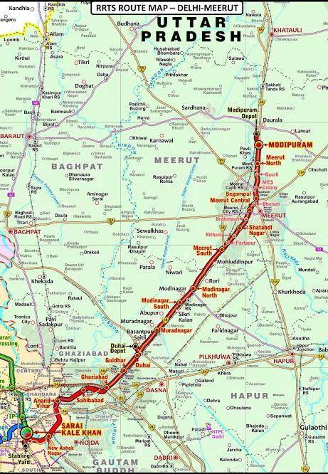 RRTS Delhi Meerut Route Map