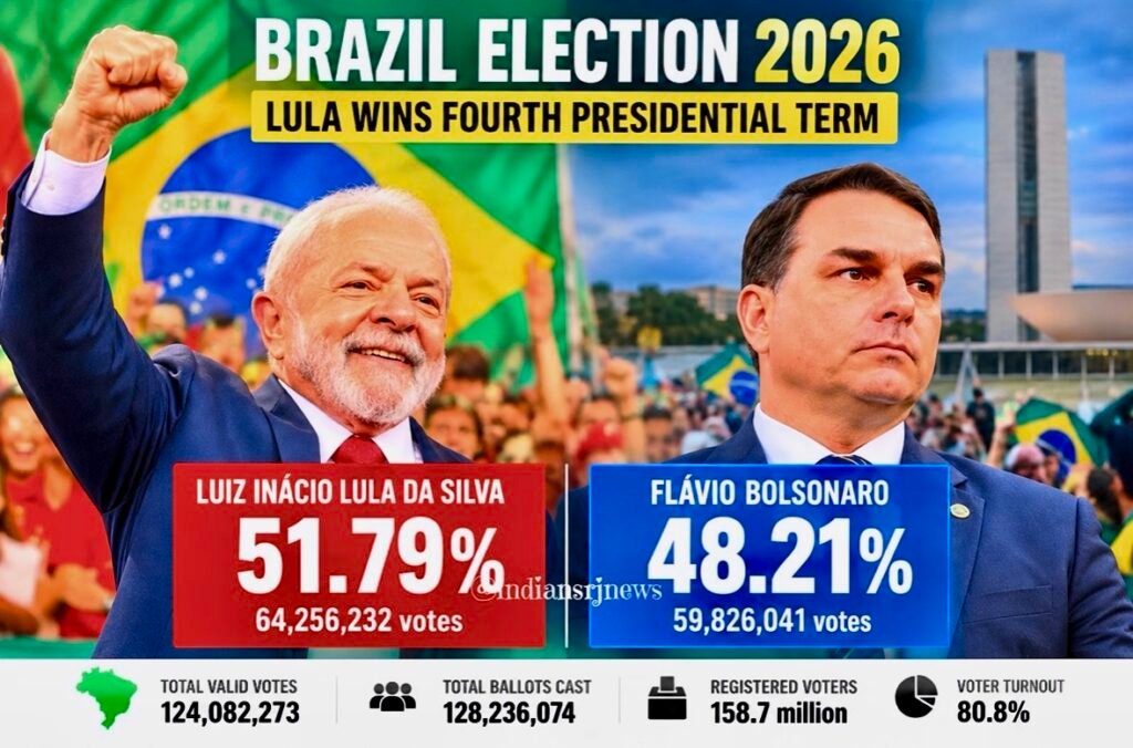 Brazil Election 2026: Lula Wins Fourth Presidential Term, Defeats Flávio Bolsonaro in Runoff